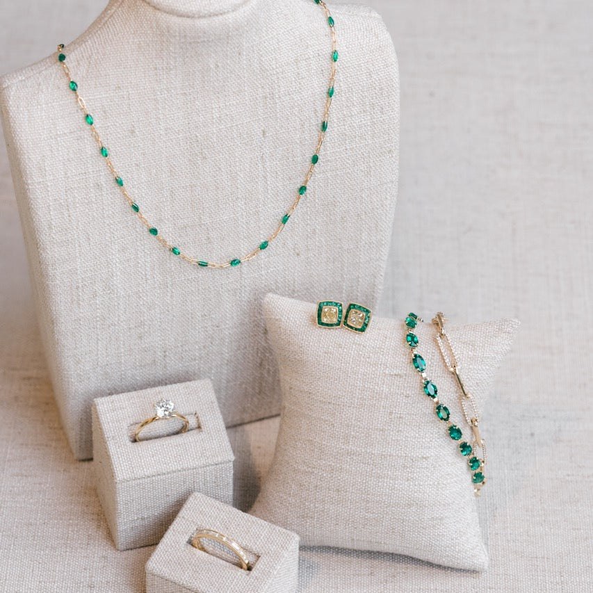 Green Enamel Paperclip Necklace