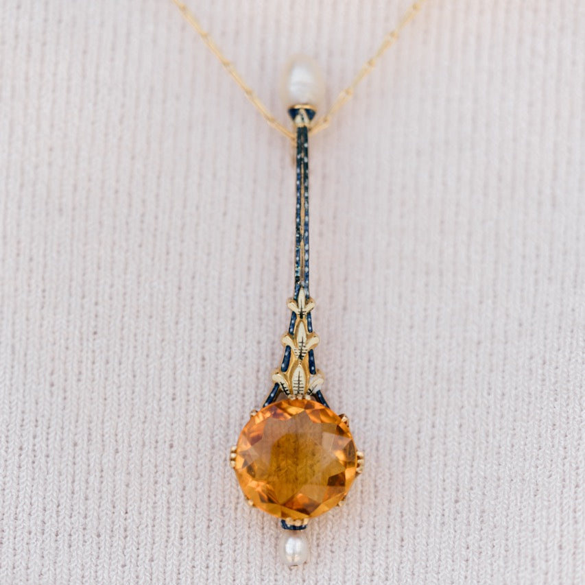 Citrine and Enamel Necklace