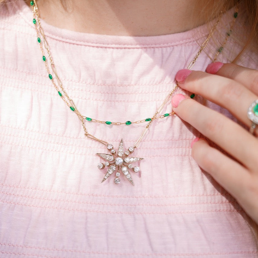 Green Enamel Paperclip Necklace