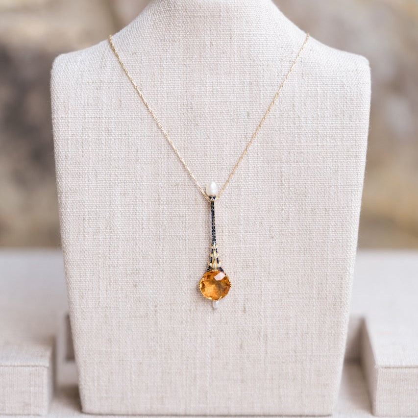 Citrine and Enamel Necklace