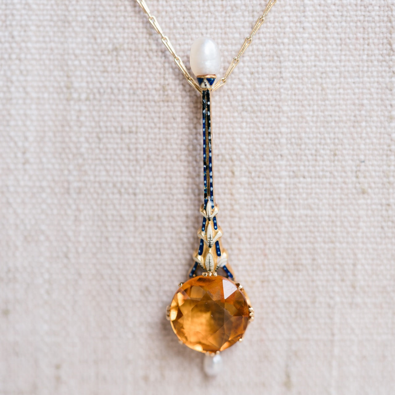 Citrine and Enamel Necklace