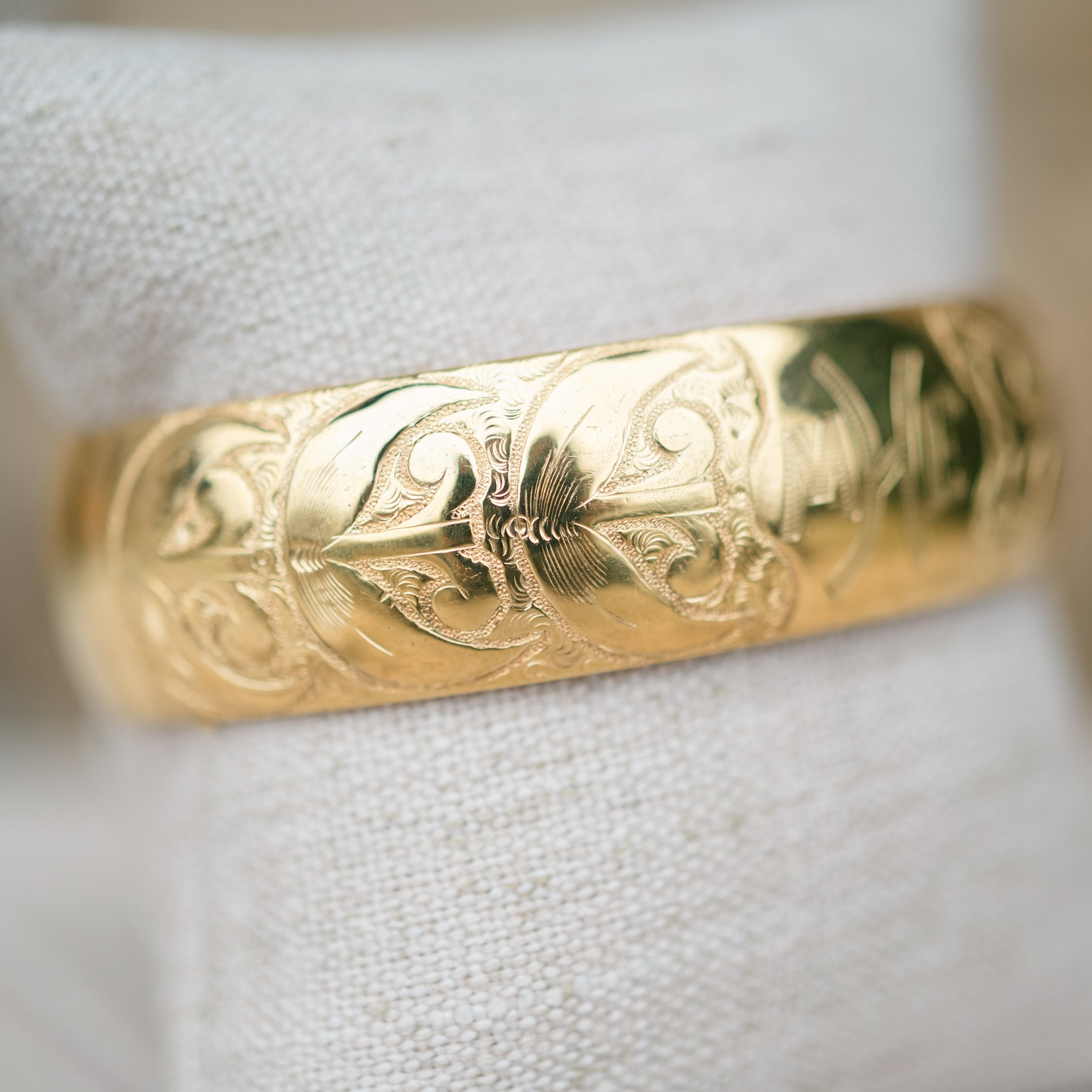Victorian gold filled engraved bangle