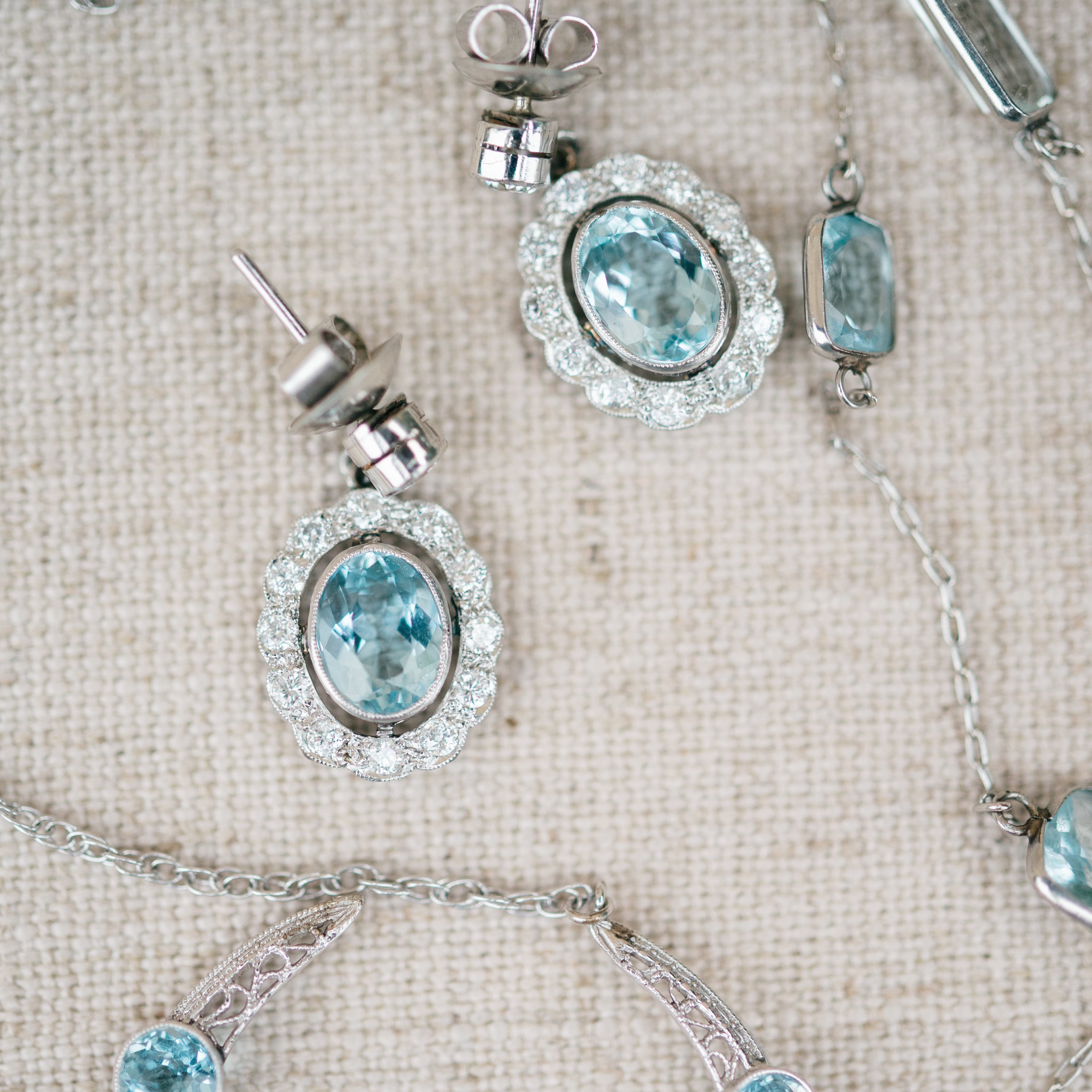 aquamarine and diamond dangles