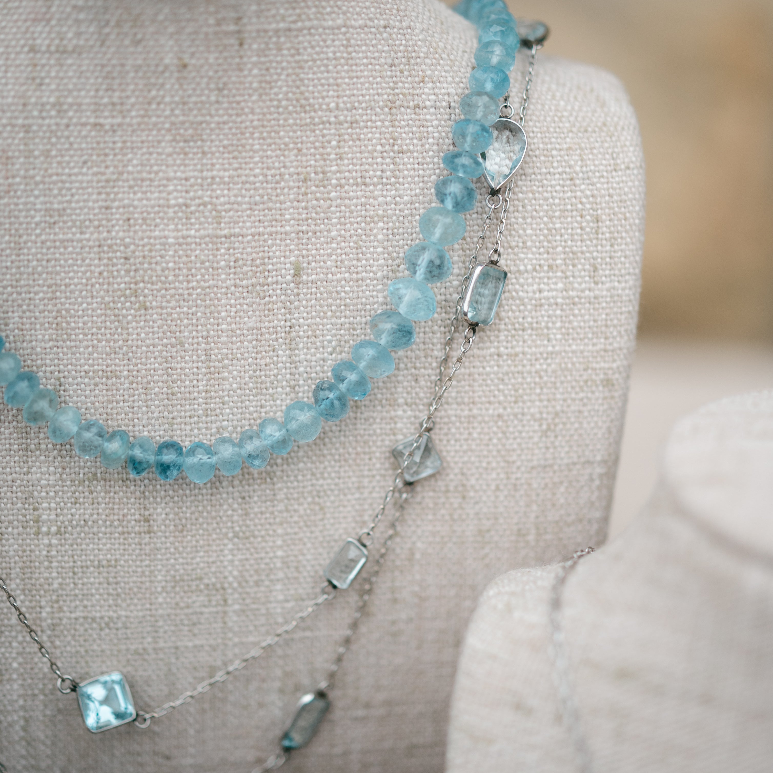 Aquamarine Graduated Bead Necklace