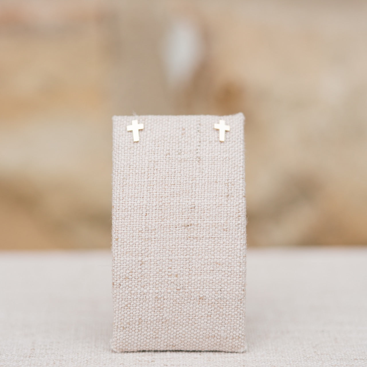 14k yellow gold cross earrings