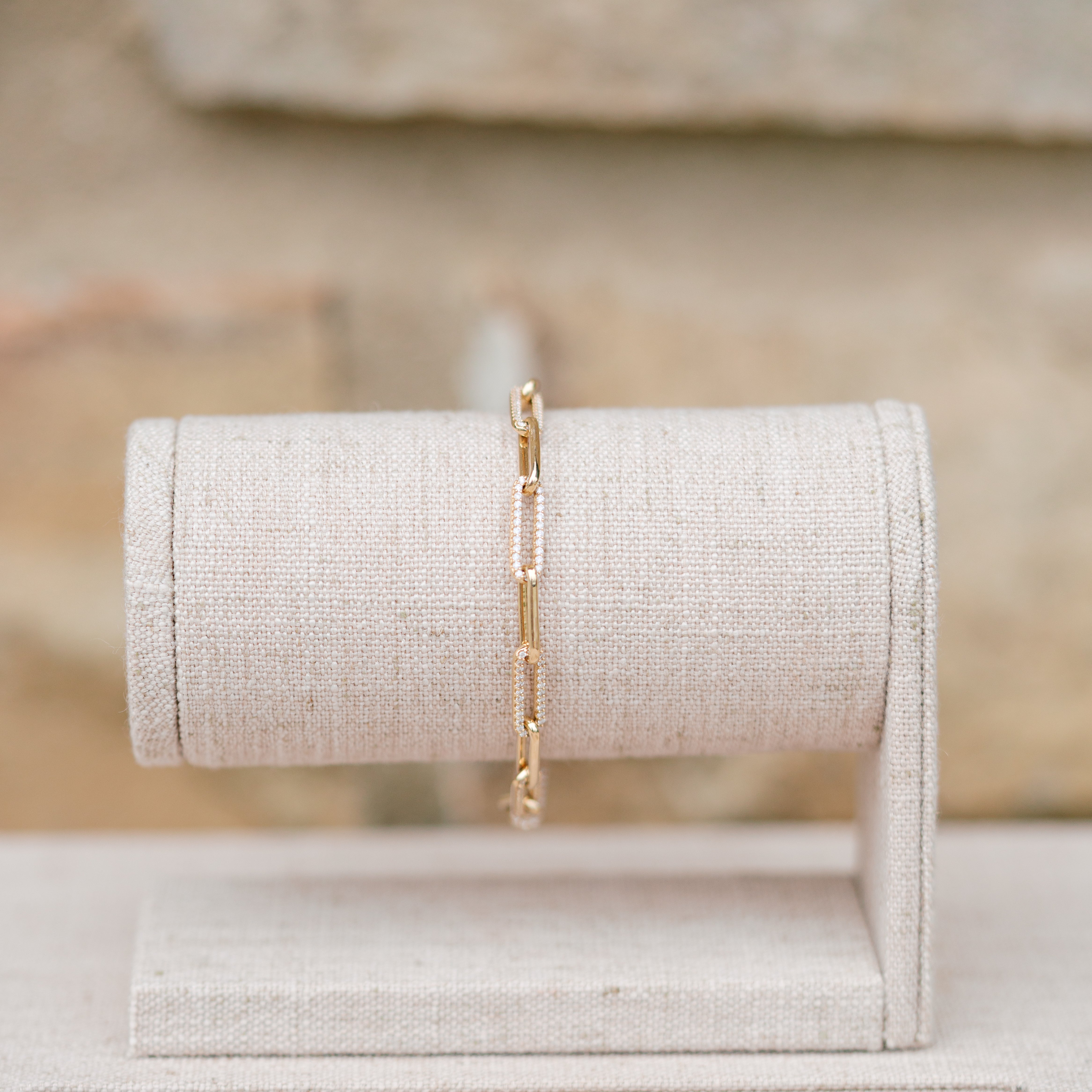 14k yellow gold diamond link bracelet