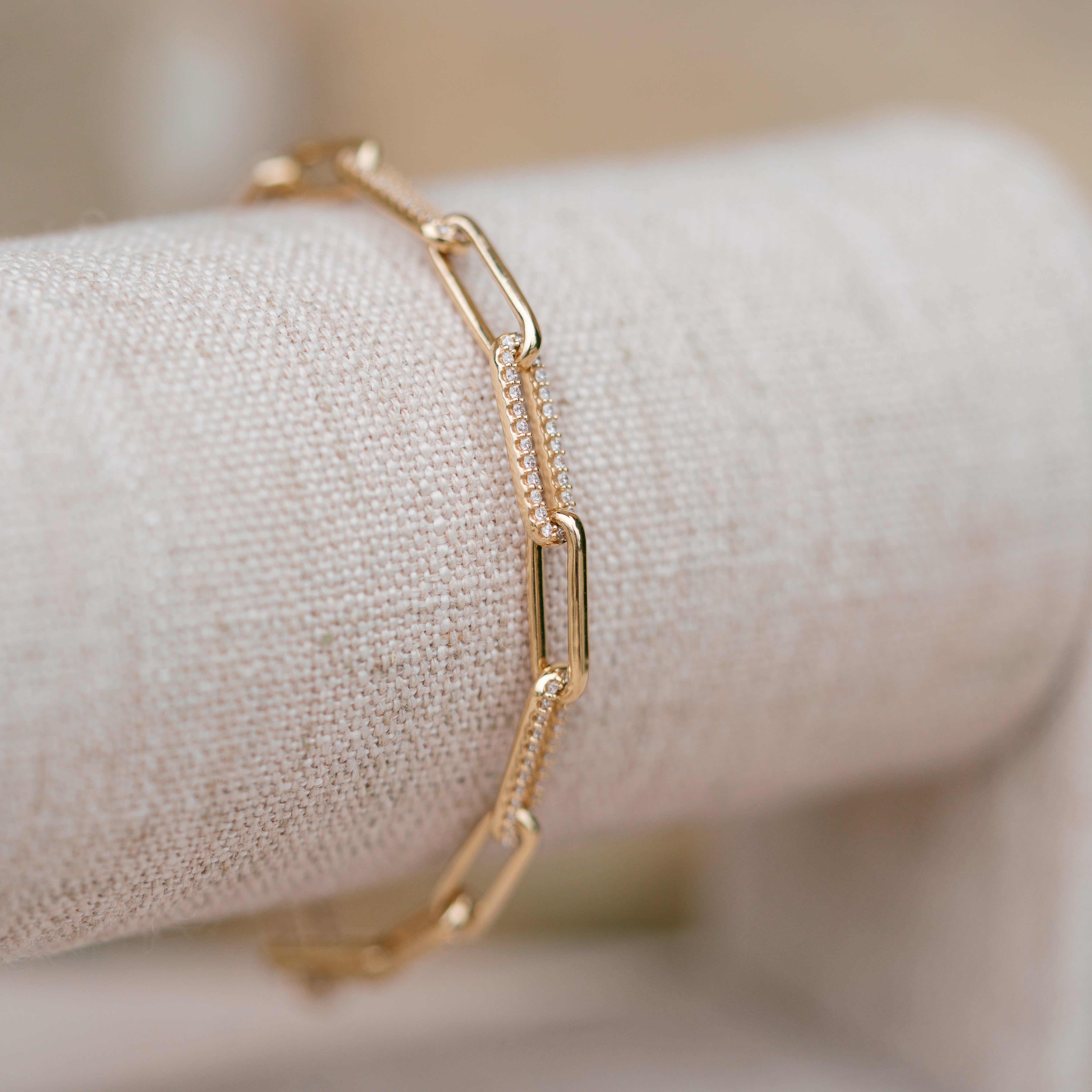 14k yellow gold diamond link bracelet