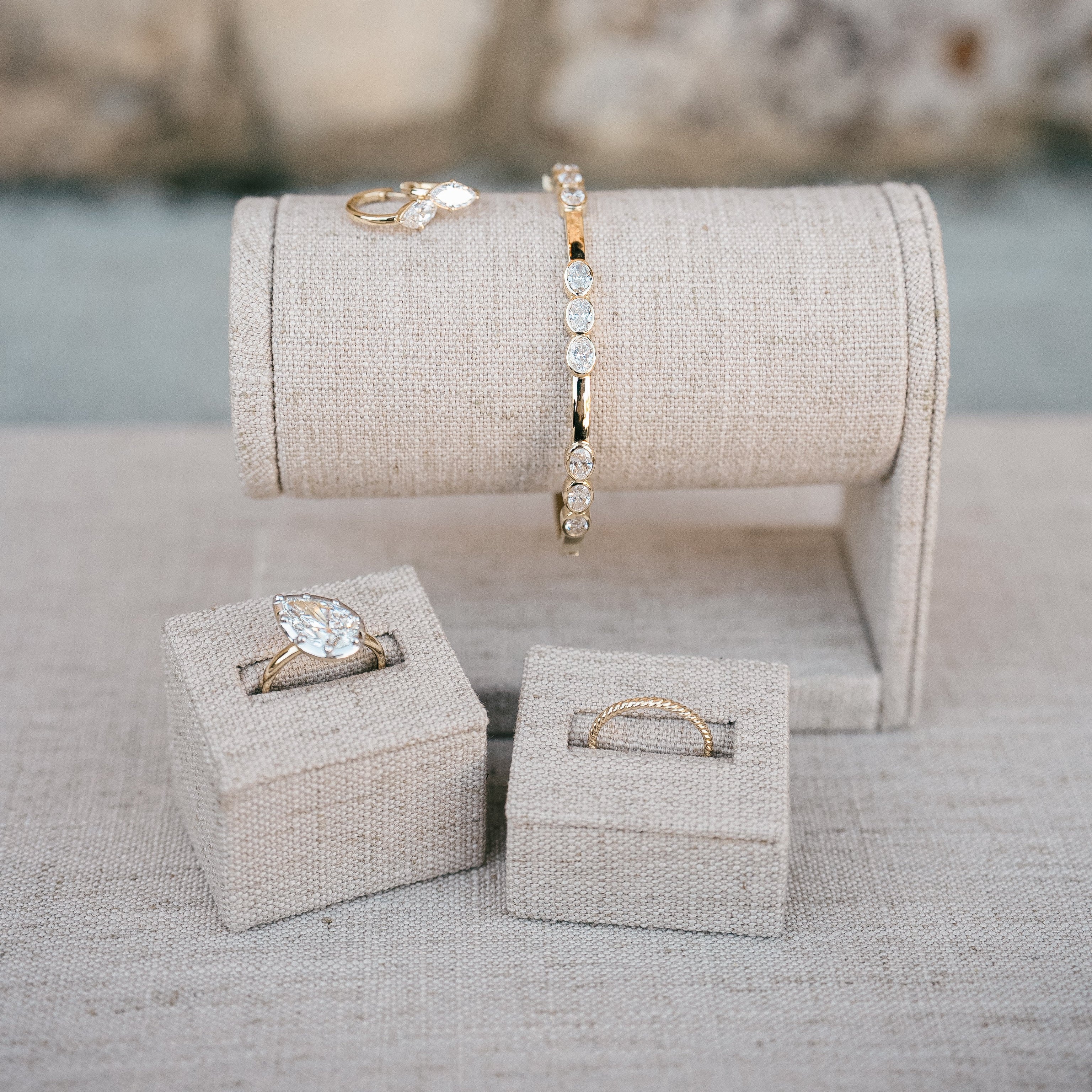 Oval diamond station bangle