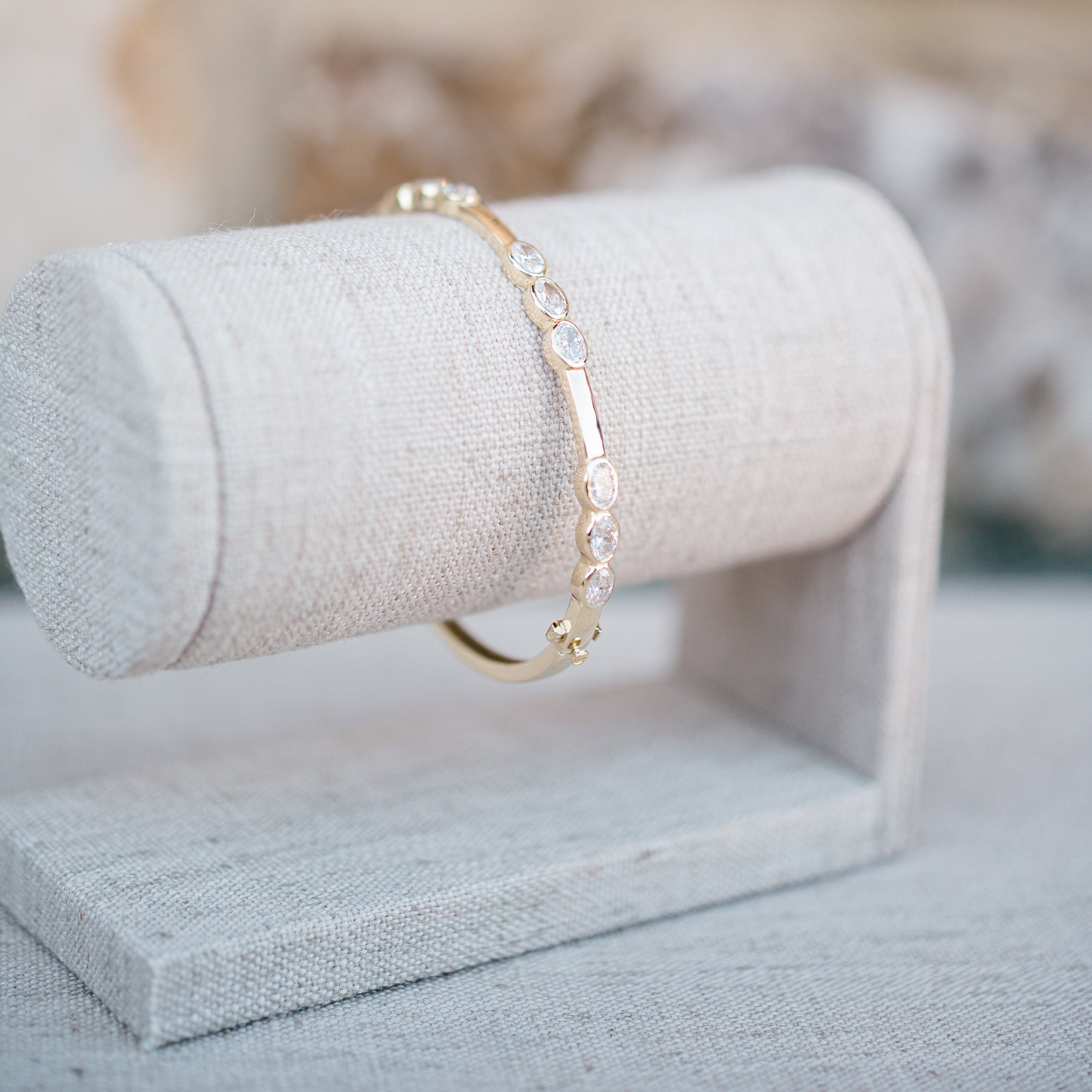 Oval diamond station bangle