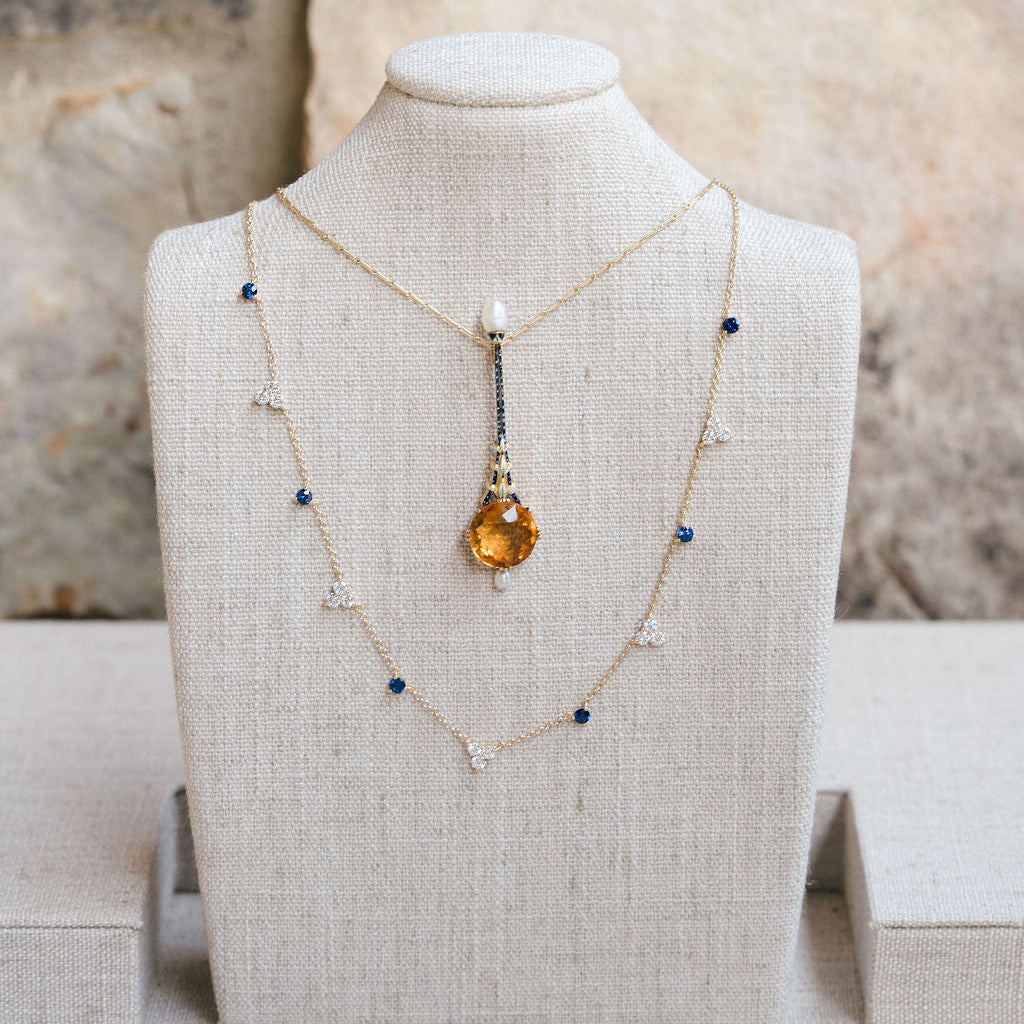 Citrine and Enamel Necklace
