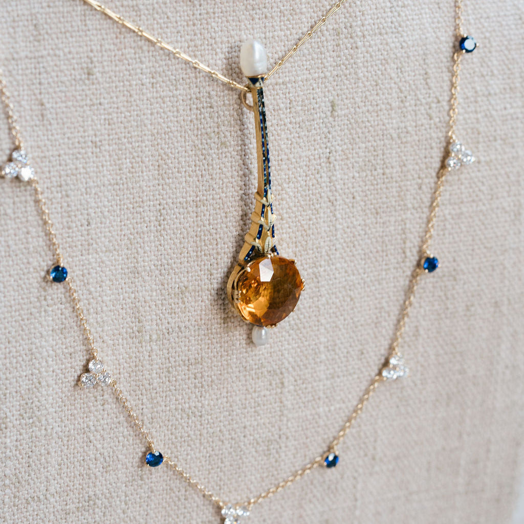 Citrine and Enamel Necklace