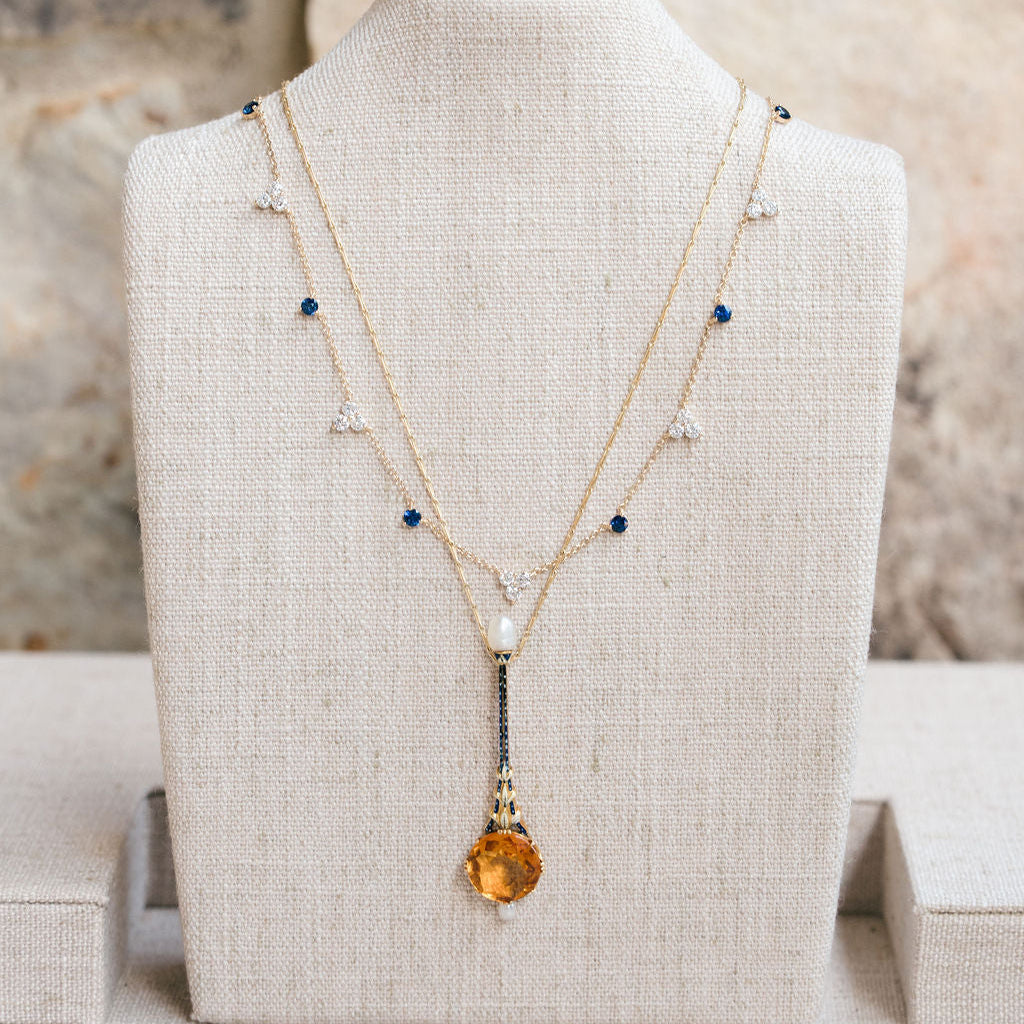 Citrine and Enamel Necklace