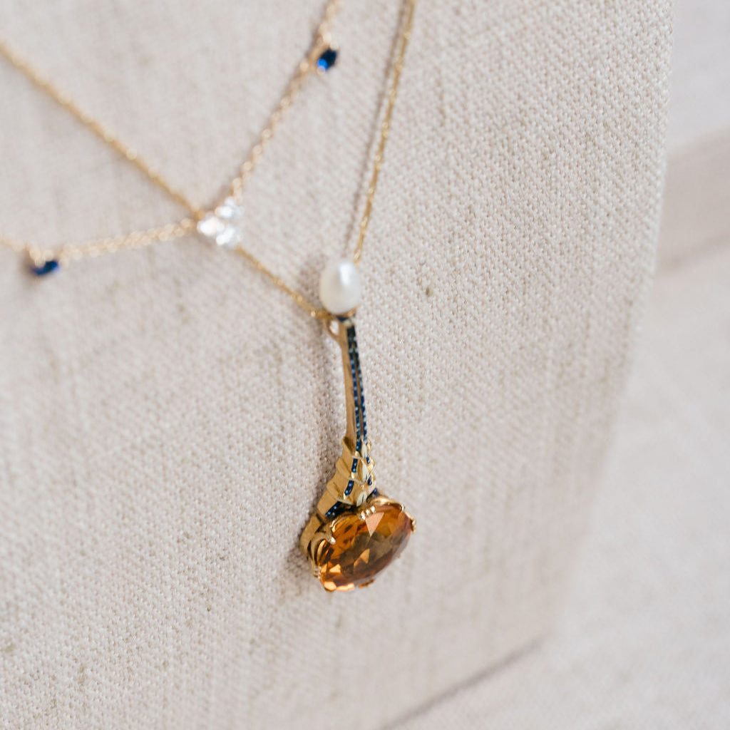Citrine and Enamel Necklace