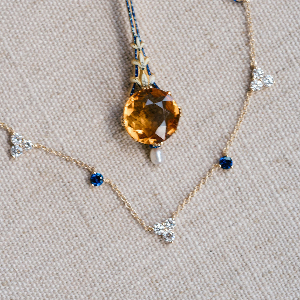 Citrine and Enamel Necklace