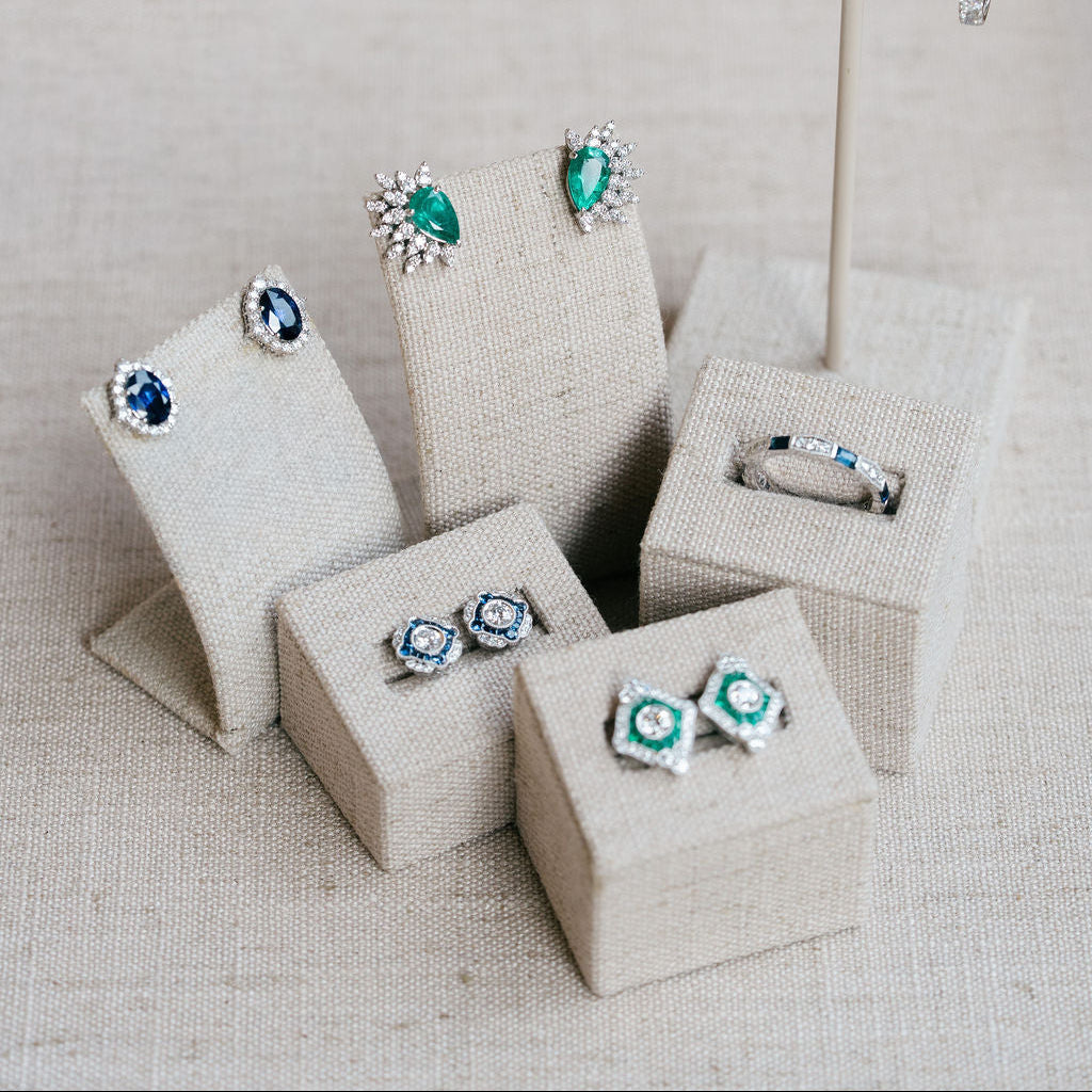 Vintage Inspired Emerald and Diamond Earrings