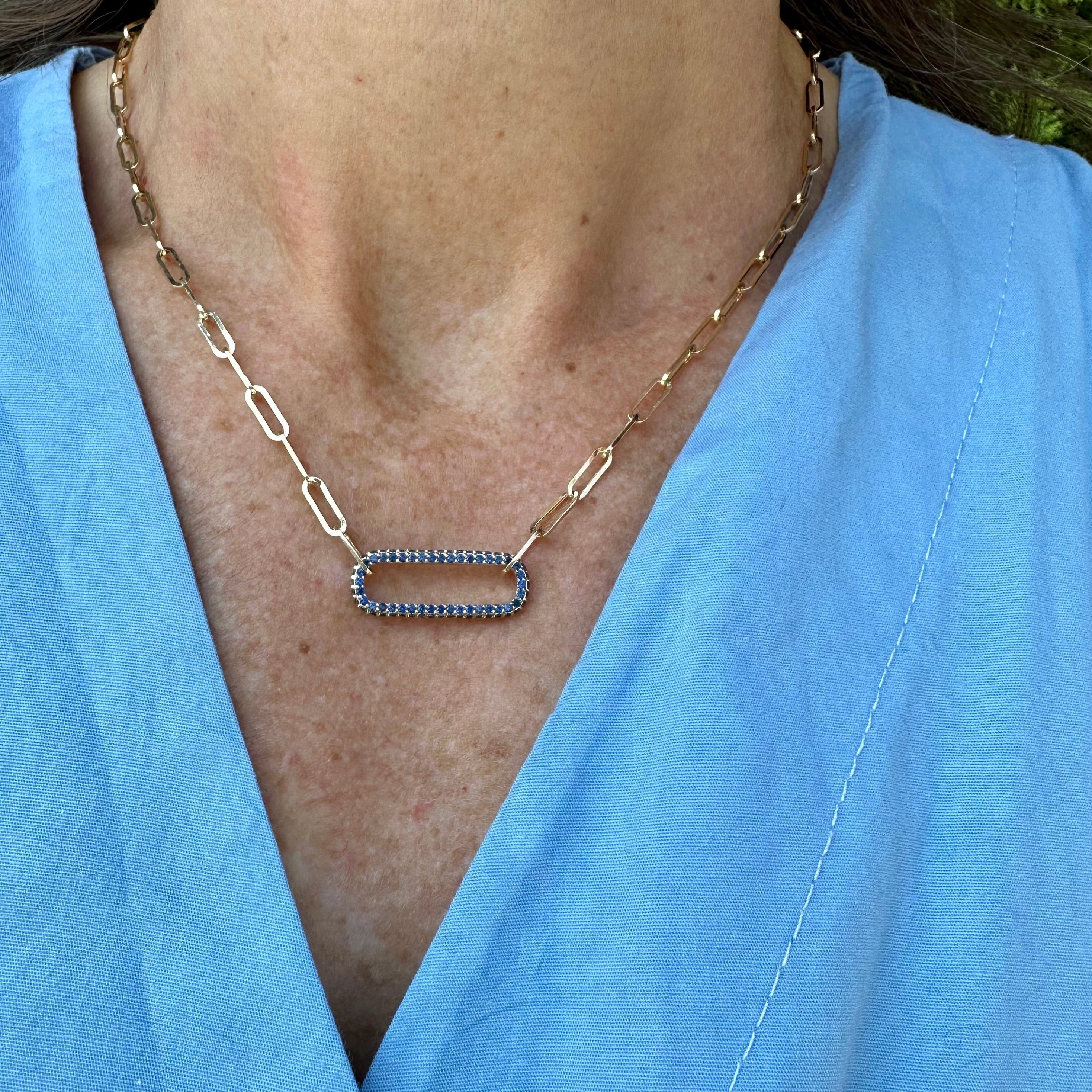 Sapphire Oval Link Necklace