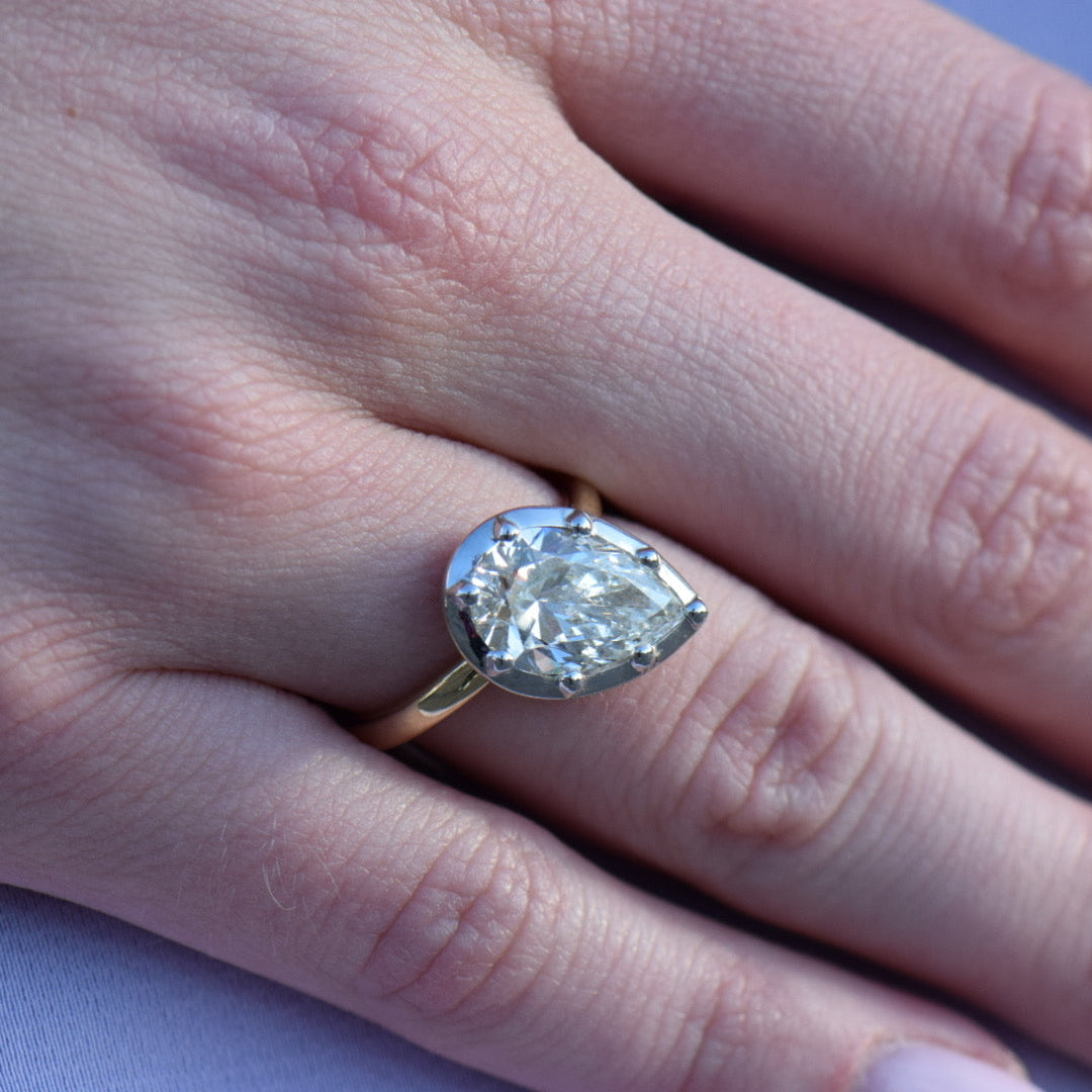 Pear shaped diamond ring