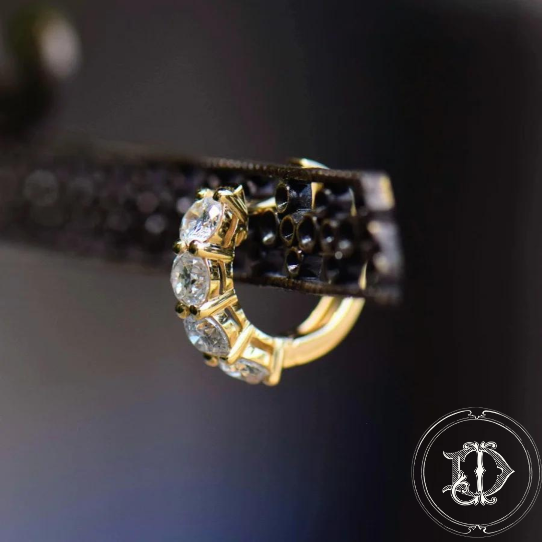 Large Yellow Gold Diamond Huggies