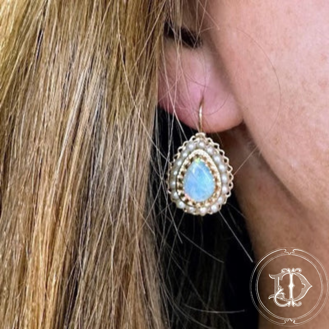 Victorian Opal and Pearl Earrings