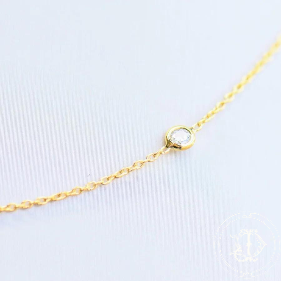 Yellow Gold Diamond Station Necklace