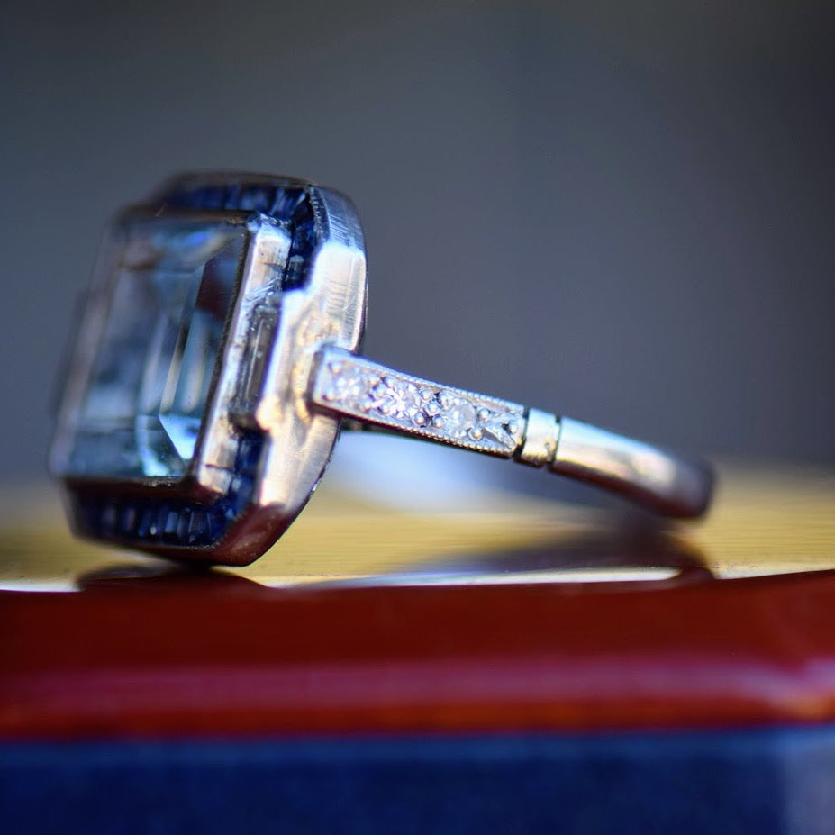 Aquamarine Sapphire and Diamond ring
