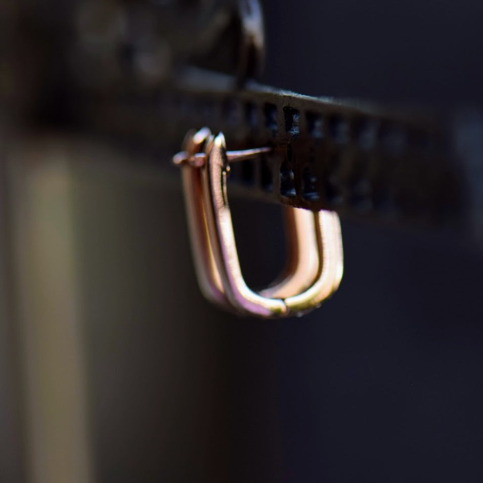 Rose Gold Diamond and Pink Sapphire Huggie Dangles