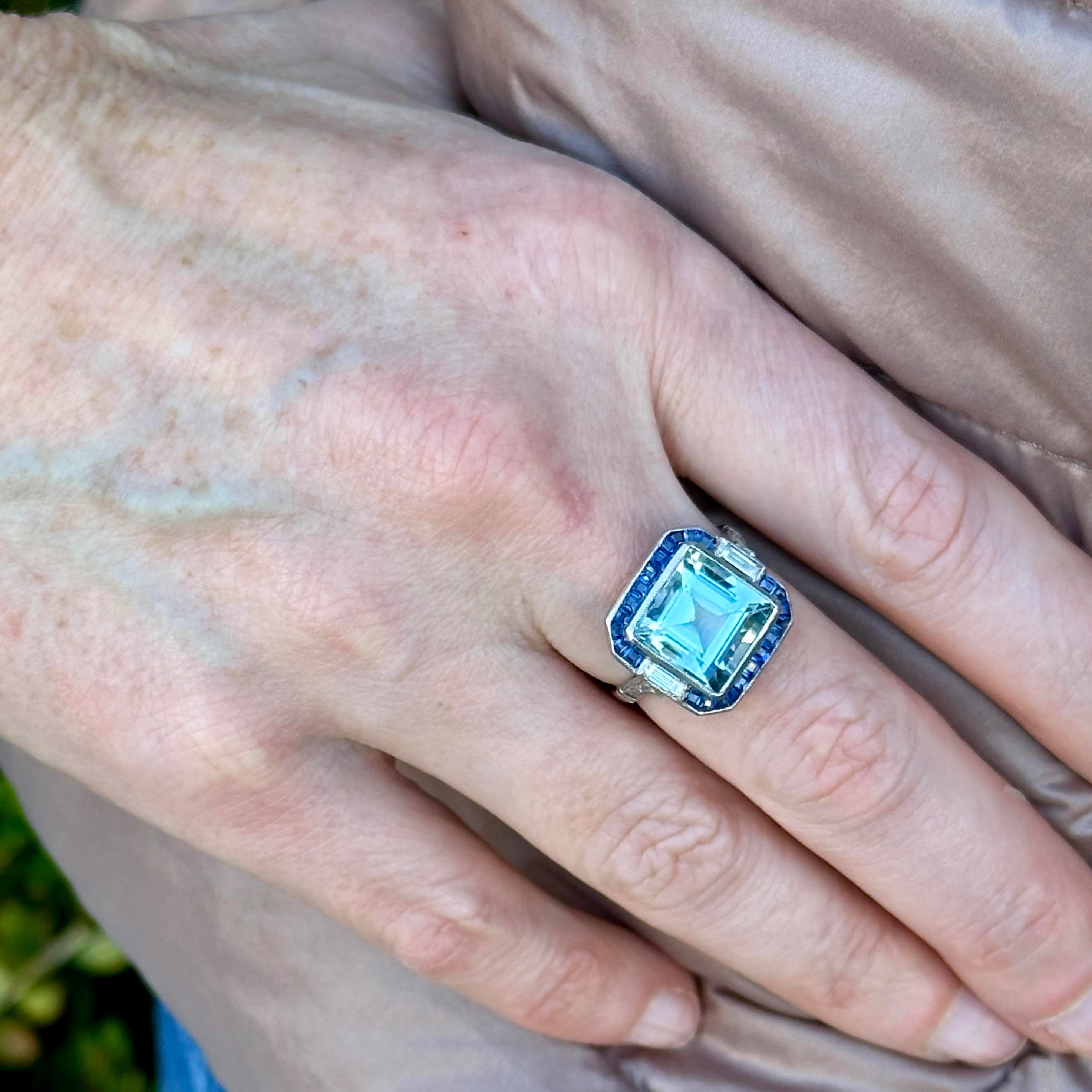 Aquamarine Sapphire and Diamond ring