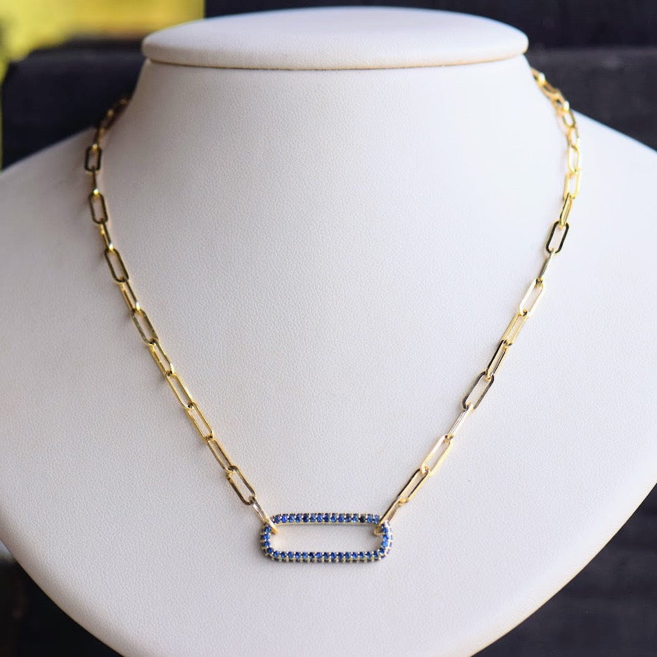 Sapphire Oval Link Necklace
