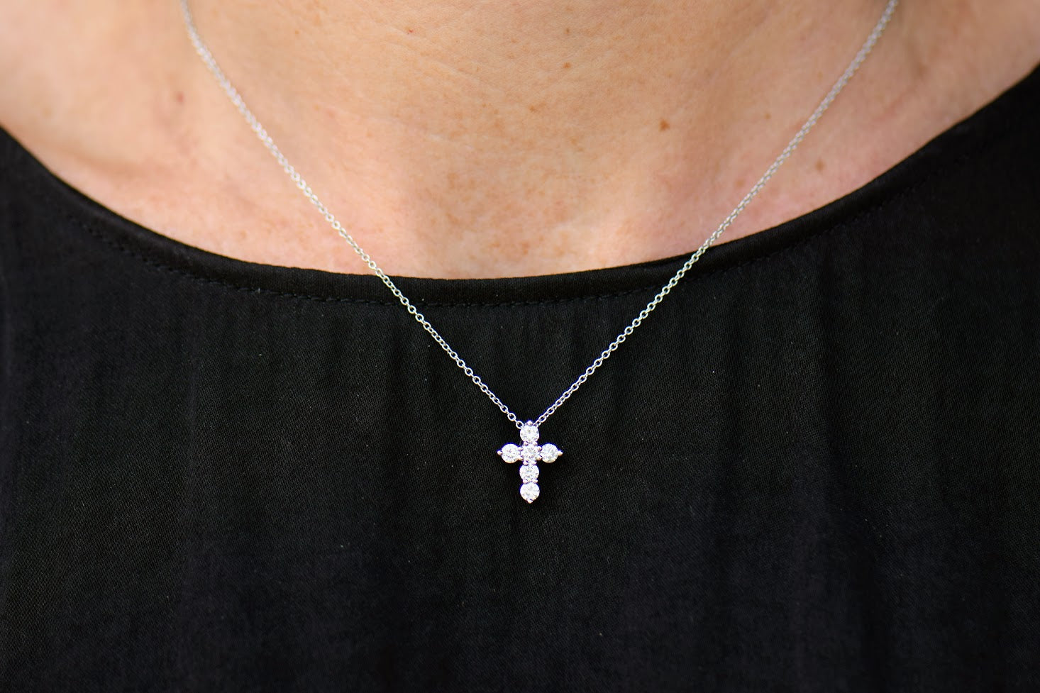 White Gold Diamond Cross Necklace