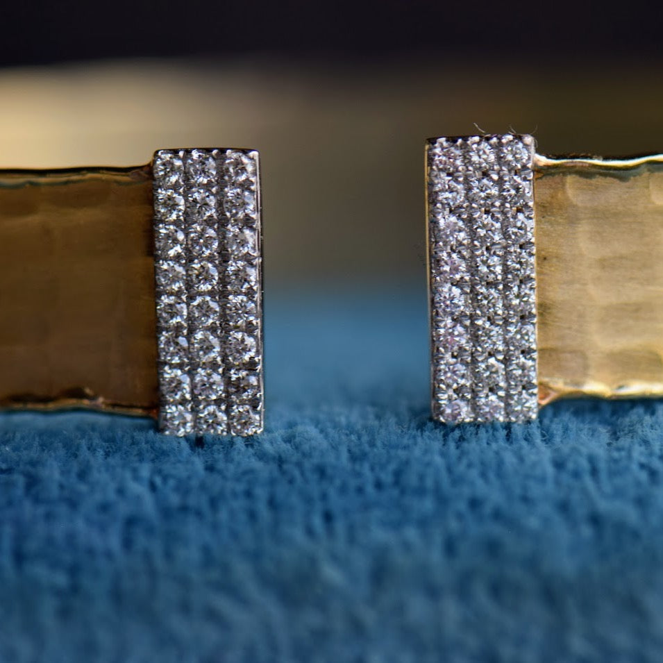 Yellow Gold Hammered Satin Cuff Bracelet