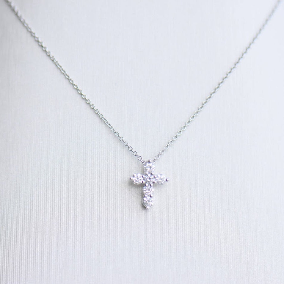 White Gold Diamond Cross Necklace
