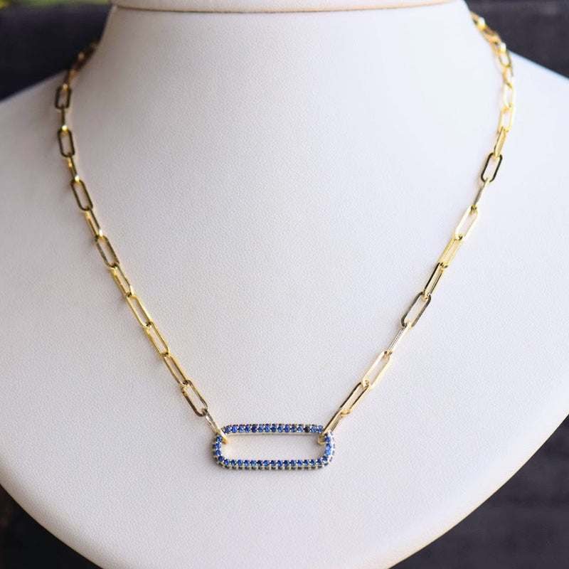 Sapphire Oval Link Necklace