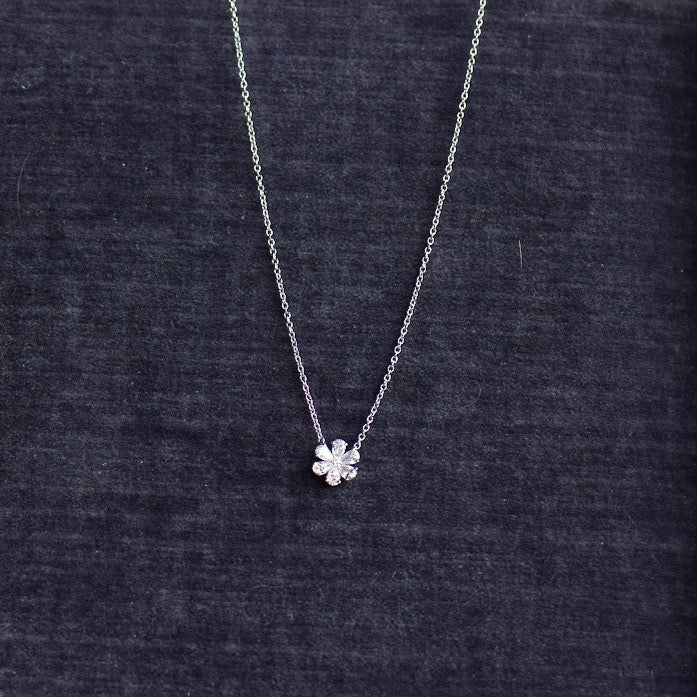White Gold Diamond Flower Pendant