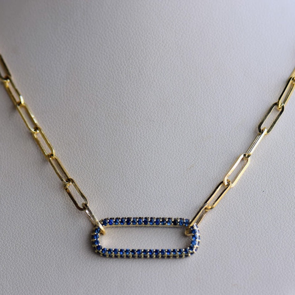 Sapphire Oval Link Necklace