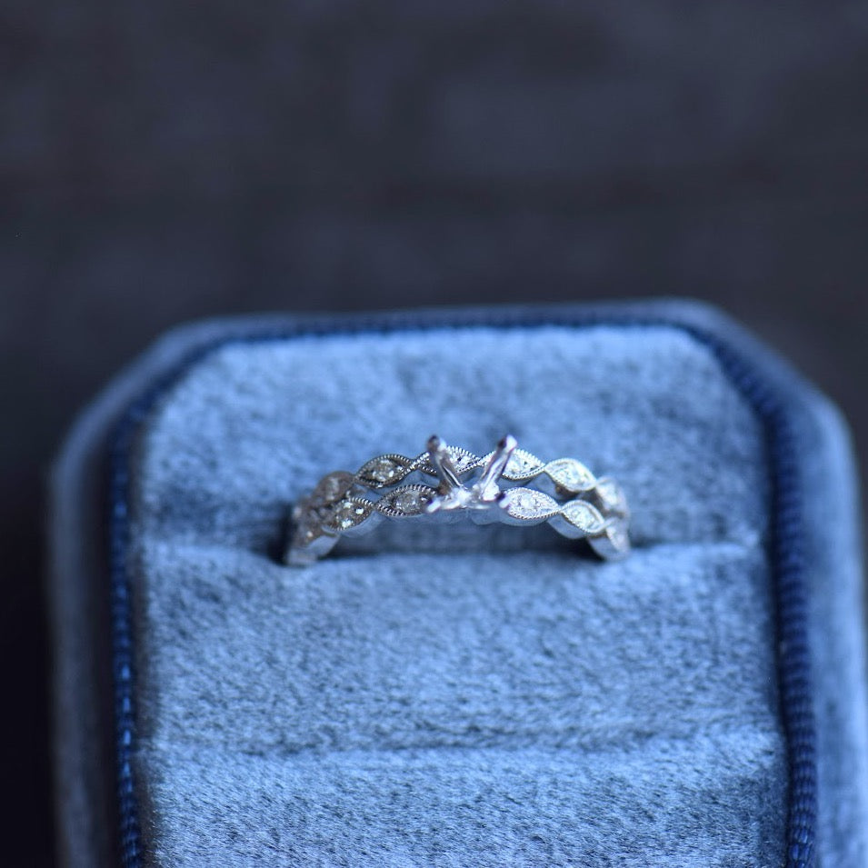Vintage Inspired White Gold Diamond Accent Ring Set