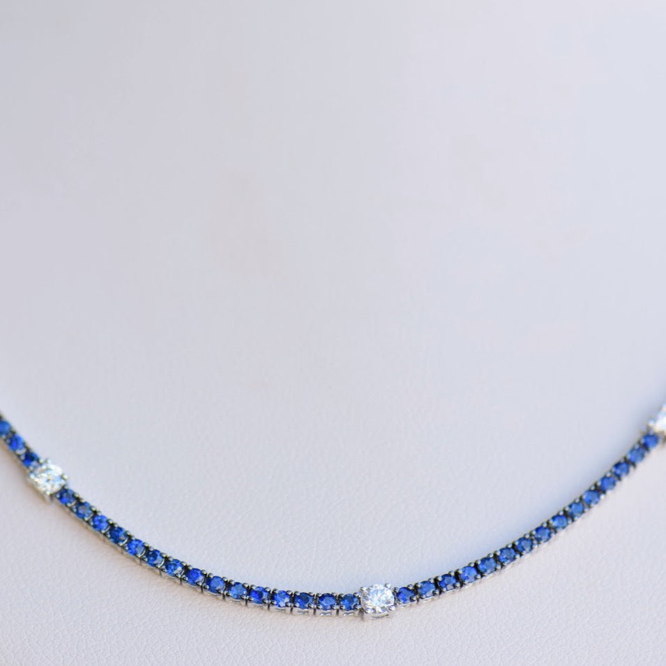 Sapphire and Diamond Tennis necklace
