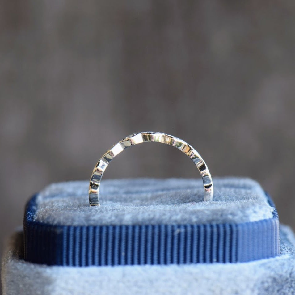 Vintage Inspired White Gold Diamond Accent Ring Set