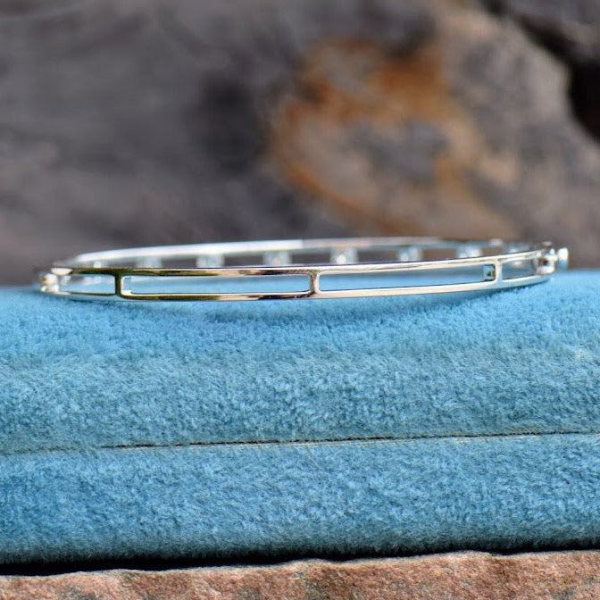White Gold Diamond Station Bangle