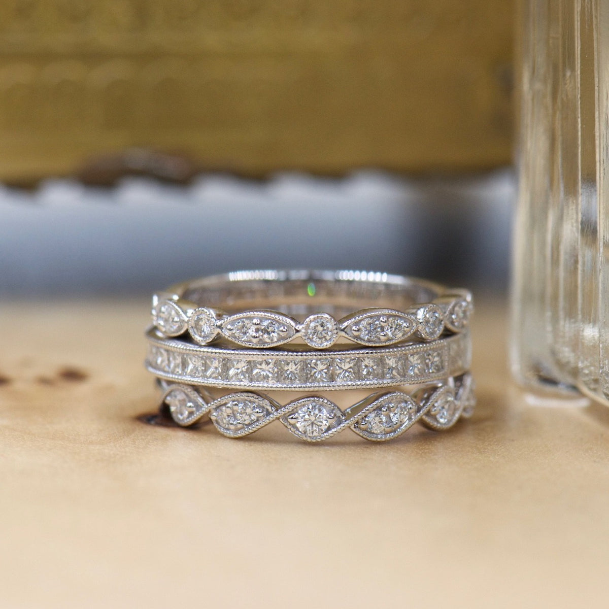 Navette and Round Diamond Band