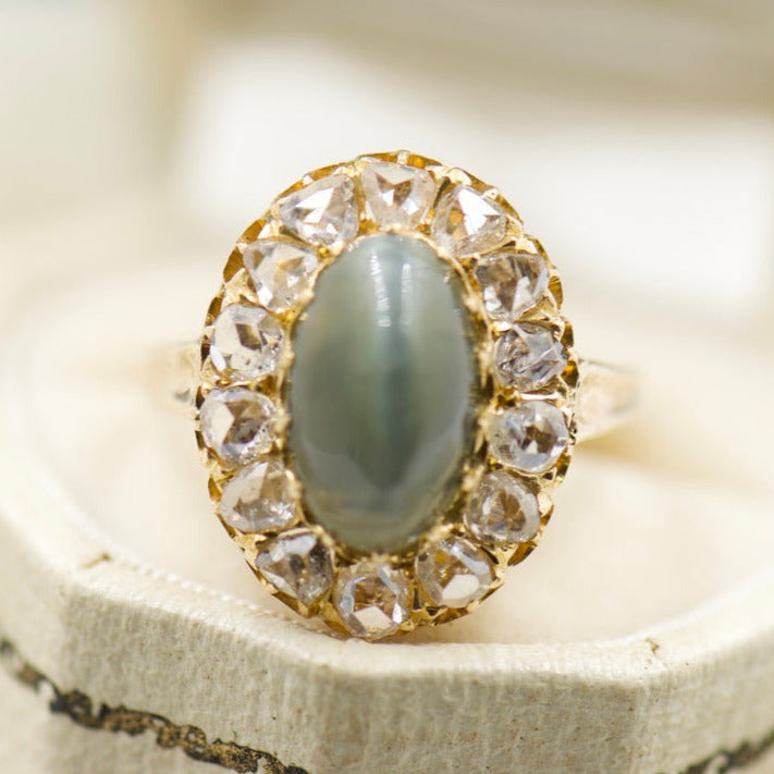 Cats Eye Tourmaline and Diamond Ring