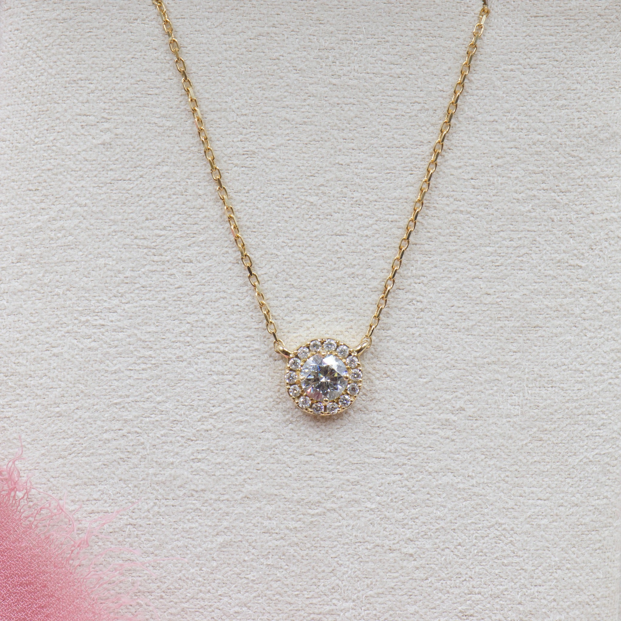 Diamond Pendant Necklace with Halo