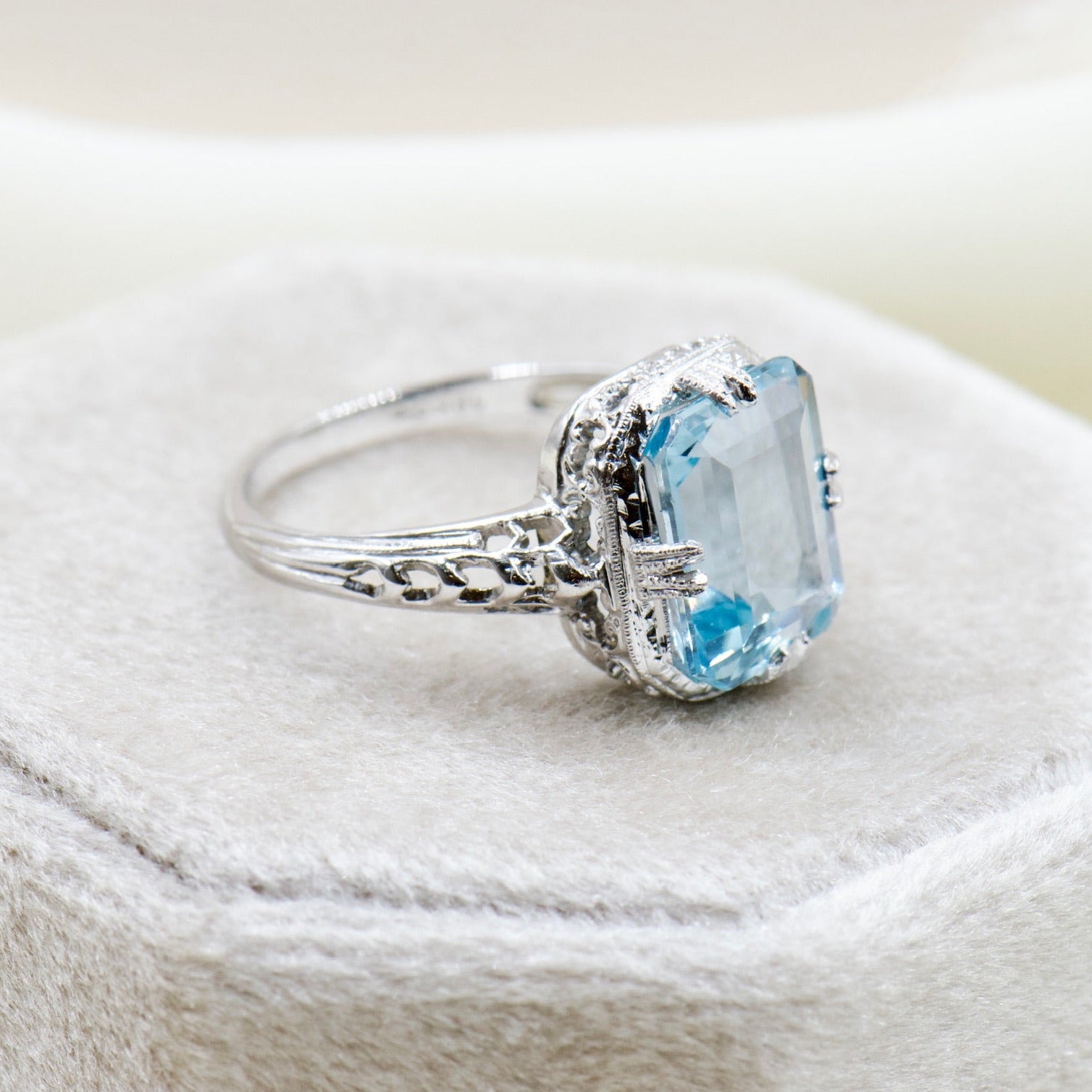 Aquamarine Ring with Filigree