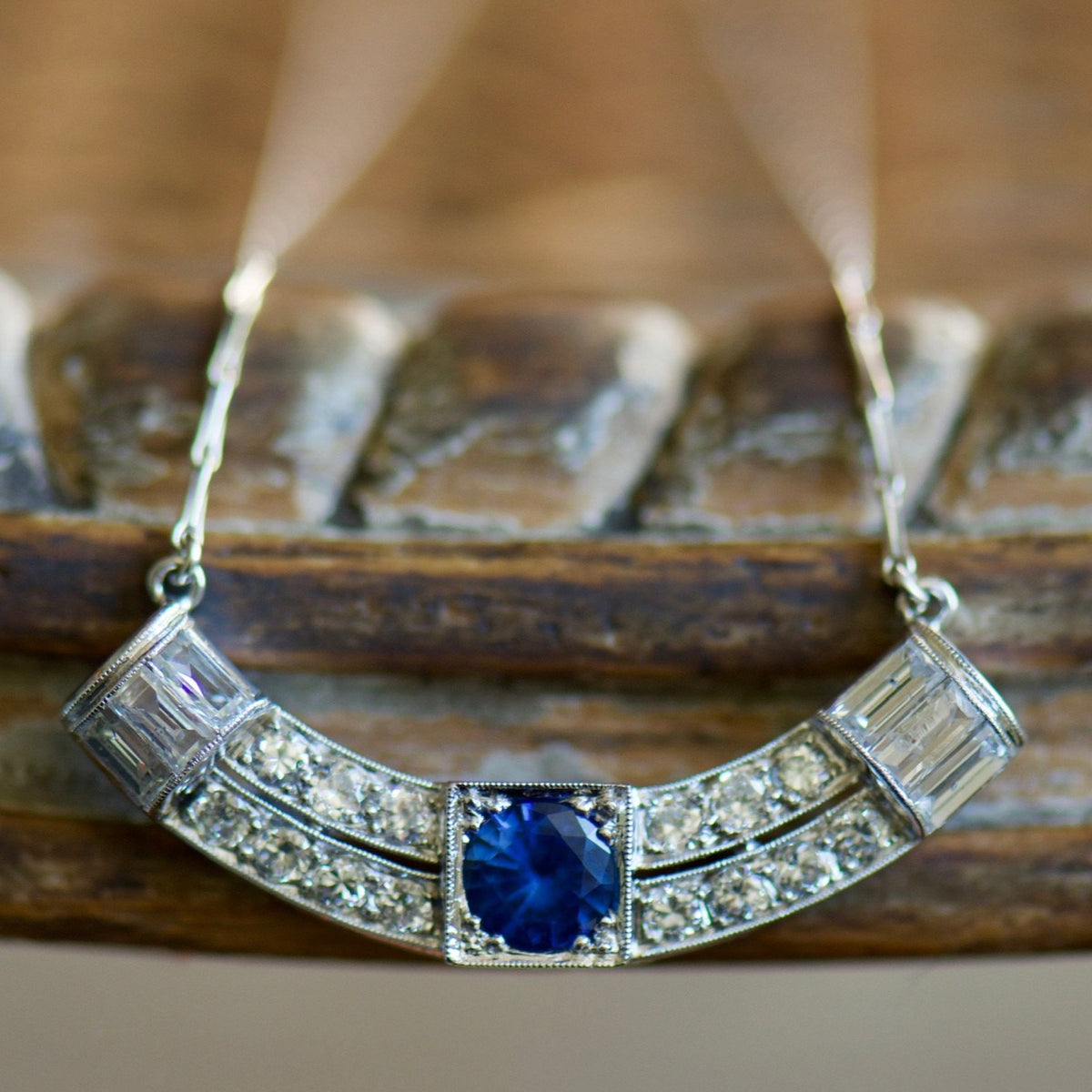 Art Deco Sapphire and Diamond Necklace
