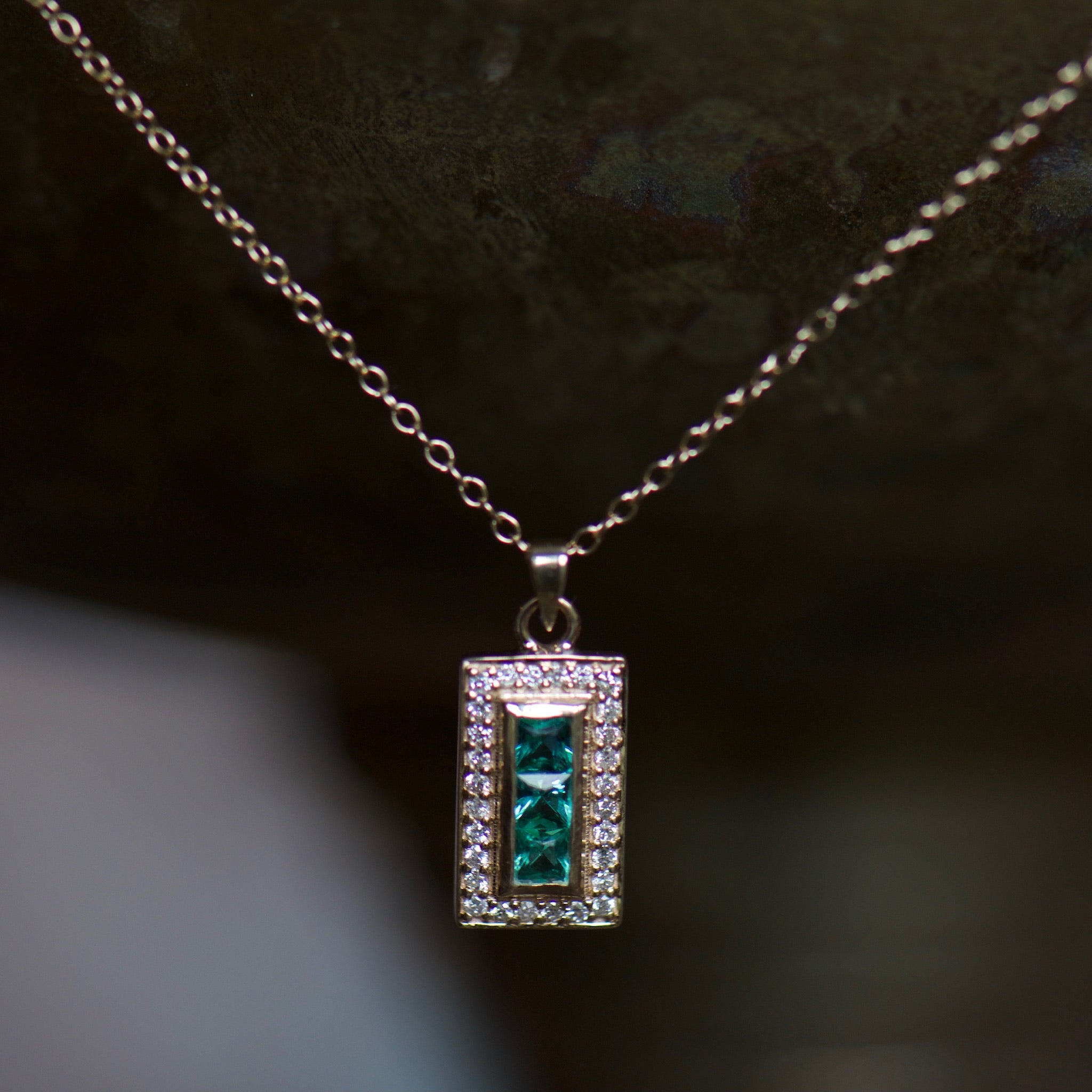 Emerald and Diamond Charm Necklace