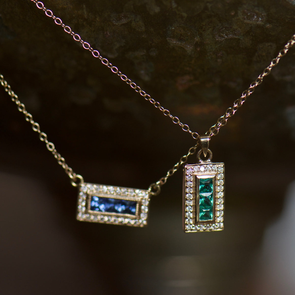 Emerald and Diamond Charm Necklace
