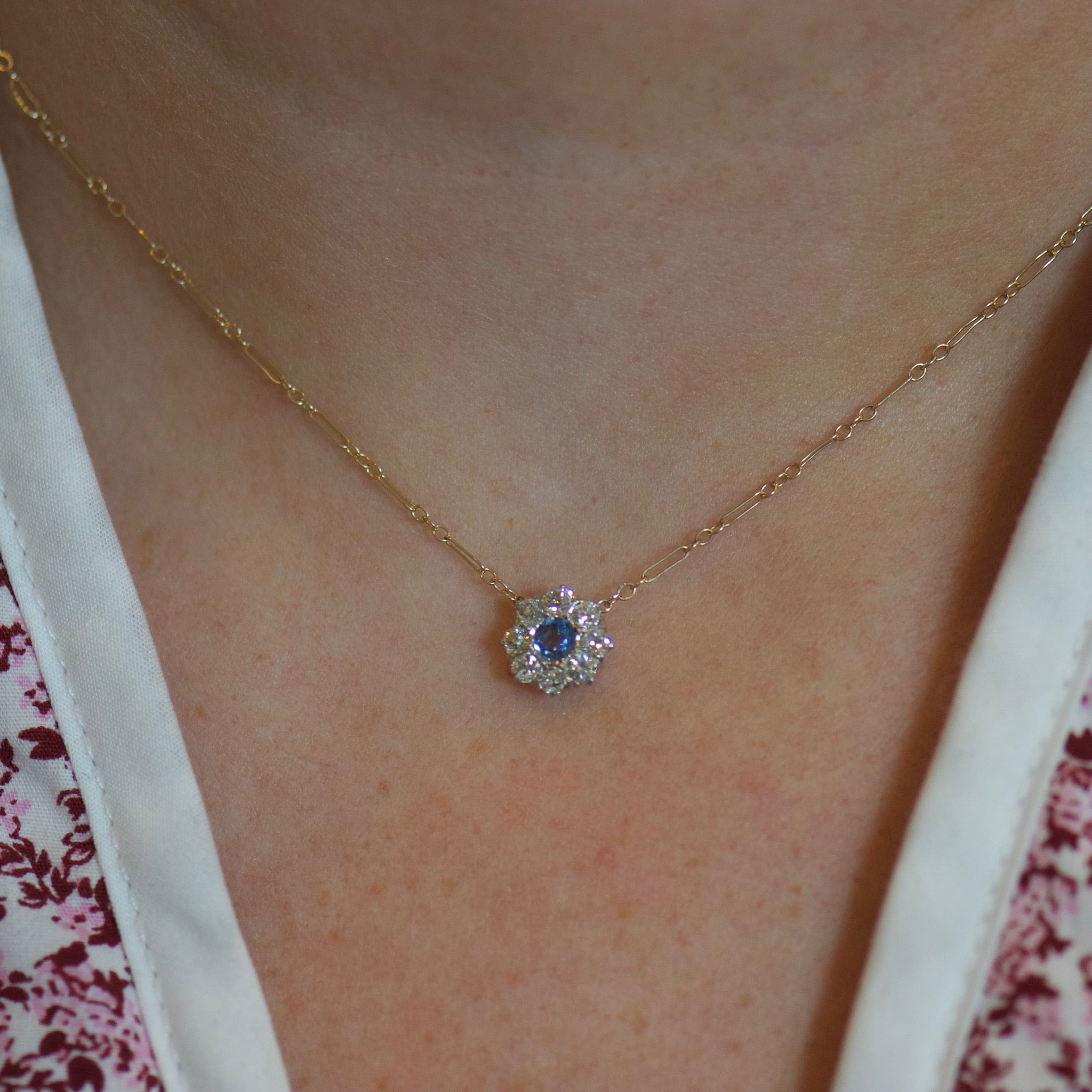 Diamond and Sapphire Stick Pin Conversion Necklace