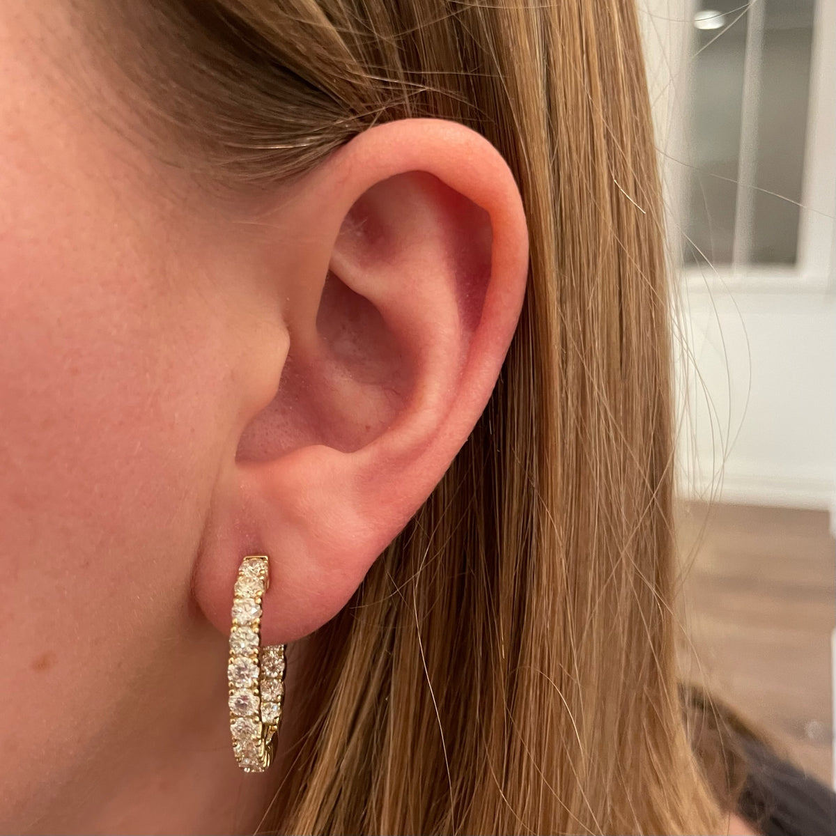 Yellow Gold Diamond Hoops