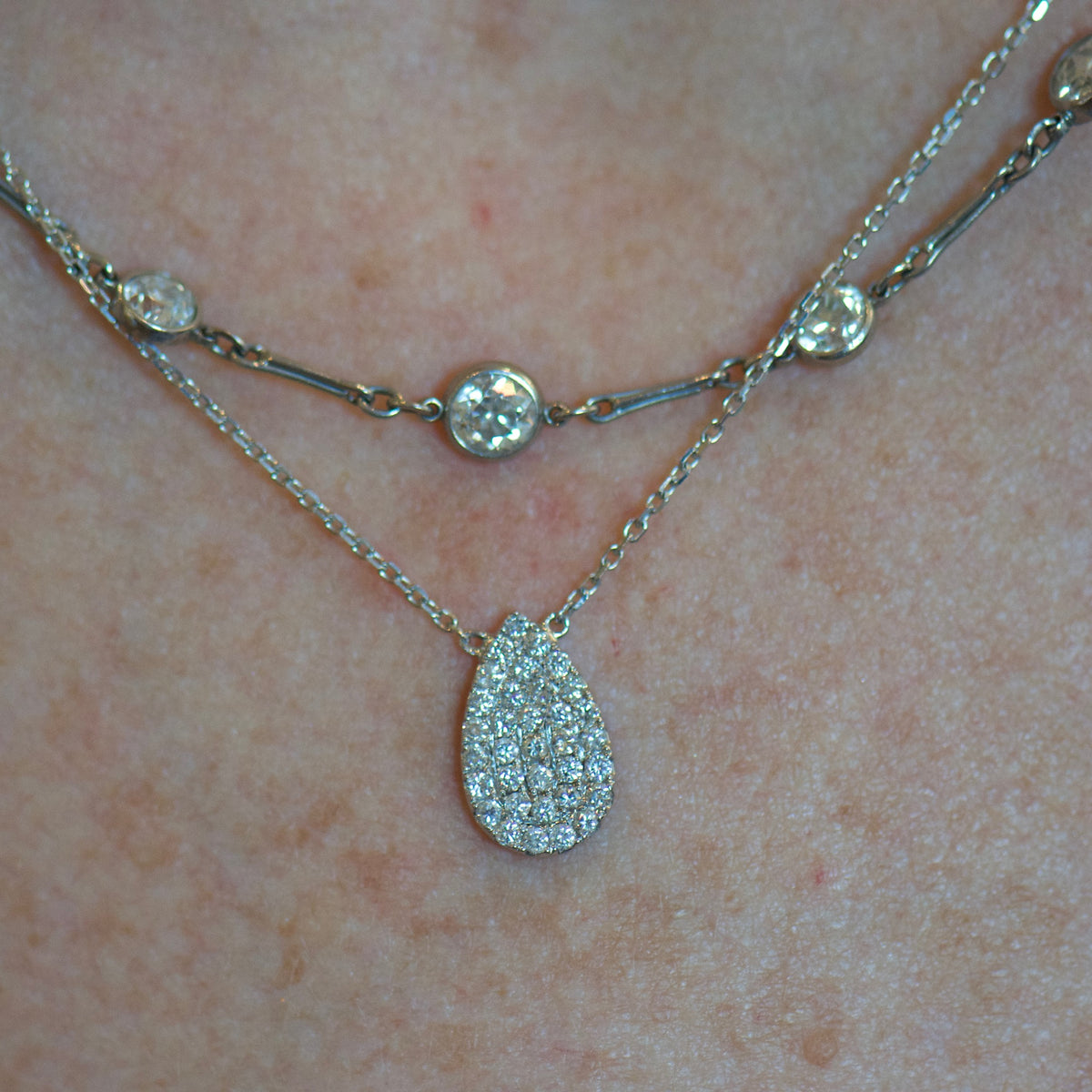 Tear Drop Diamond Necklace