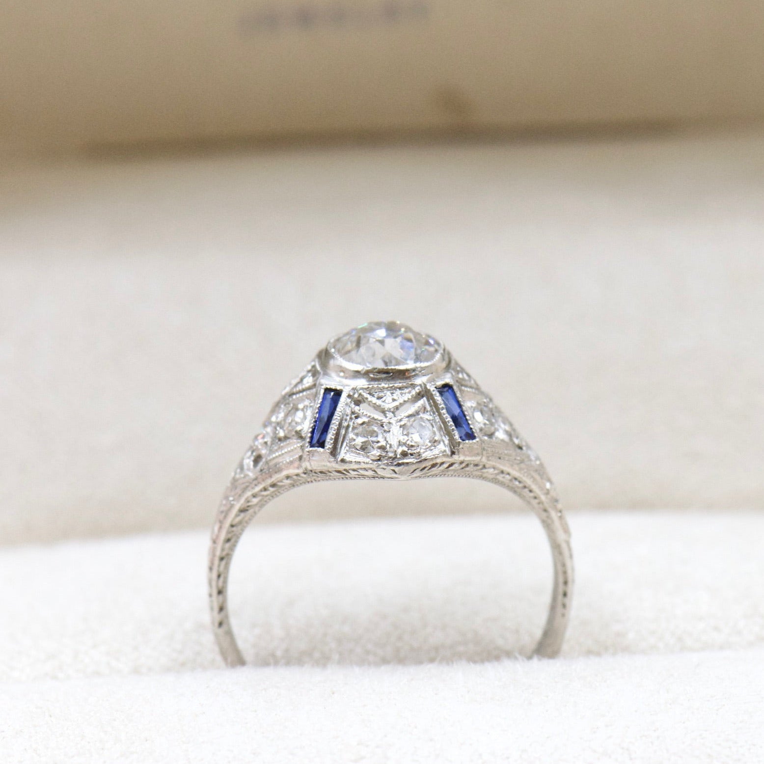 Diamond and Sapphire Filigree Ring