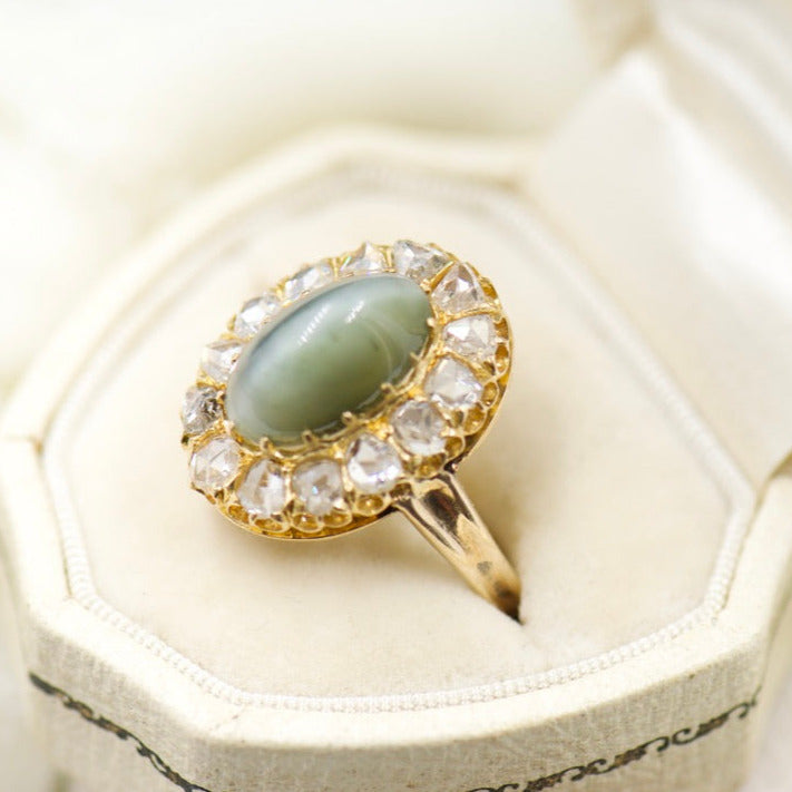 Cats Eye Tourmaline and Diamond Ring